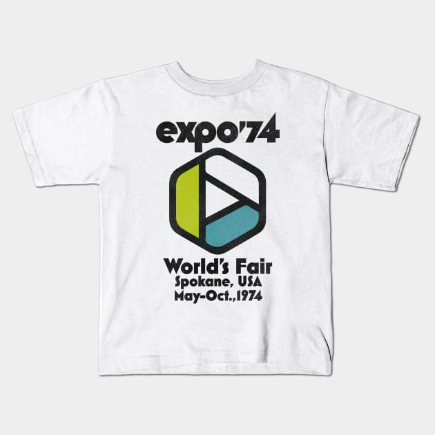 Retro Defunct Expo 74 World's Fair Spokane Washington Kids T-Shirt by darklordpug